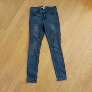 Refuge moto style grey skinny stretch jeans sz 0